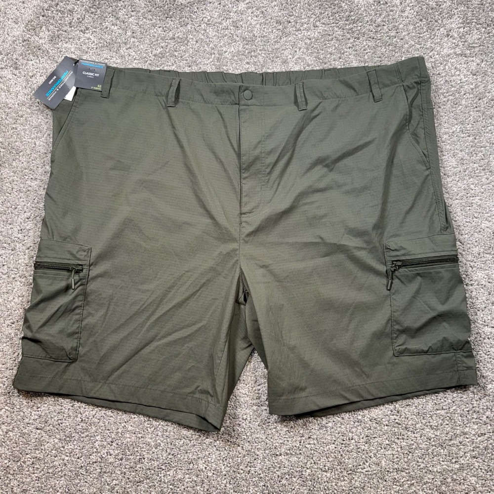 Roundtree & Yorke Performance Cargo Shorts Mens Stretch Olive 52 NEW